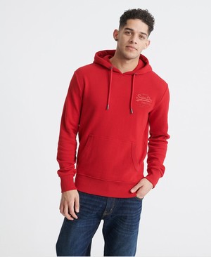 Superdry Vintage Logo Tonal Injection Loopback Férfi Kapucnis Pulóver Piros | ZDWQM6021